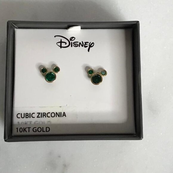 Disney Jewelry - Disney Mickey Mouse 10kt Gold Blue Cubic Zirconia Sept Birthstone Stud Earrings